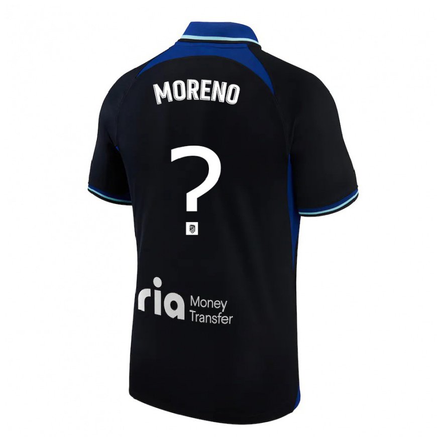Kandiny Női Marco Moreno #0 Fekete Fehér Kék Idegenbeli Jersey 2022/23 Mez Póló Ing