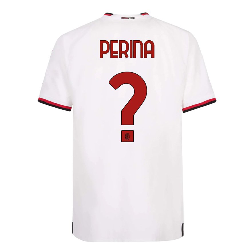 Kandiny Női Gioele Perina #0 Fehér Piros Idegenbeli Jersey 2022/23 Mez Póló Ing