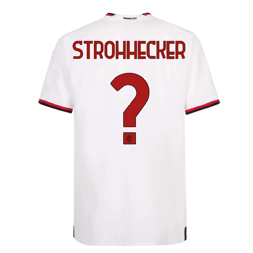 Kandiny Női Riccardo Strohhecker #0 Fehér Piros Idegenbeli Jersey 2022/23 Mez Póló Ing