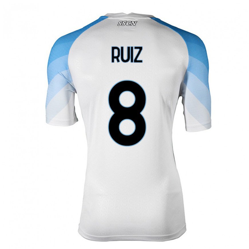 Kandiny Női Fabian Ruiz #8 Fehér ég Kék Idegenbeli Jersey 2022/23 Mez Póló Ing