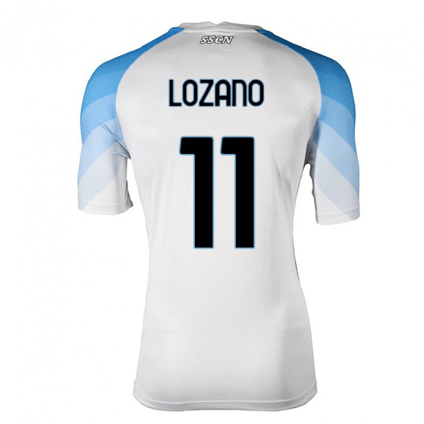 Kandiny Női Hirving Lozano #11 Fehér ég Kék Idegenbeli Jersey 2022/23 Mez Póló Ing