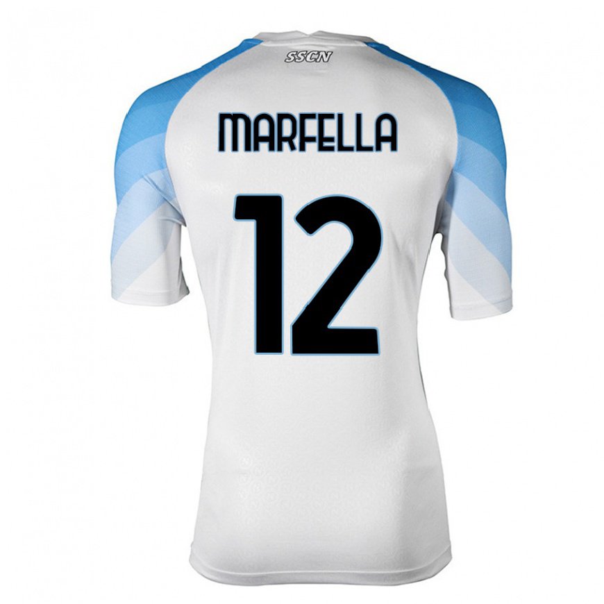 Kandiny Női Davide Marfella #12 Fehér ég Kék Idegenbeli Jersey 2022/23 Mez Póló Ing