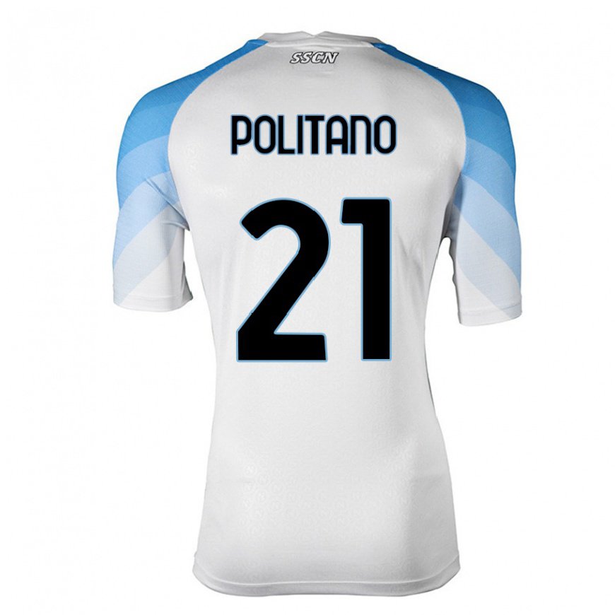 Kandiny Női Matteo Politano #21 Fehér ég Kék Idegenbeli Jersey 2022/23 Mez Póló Ing