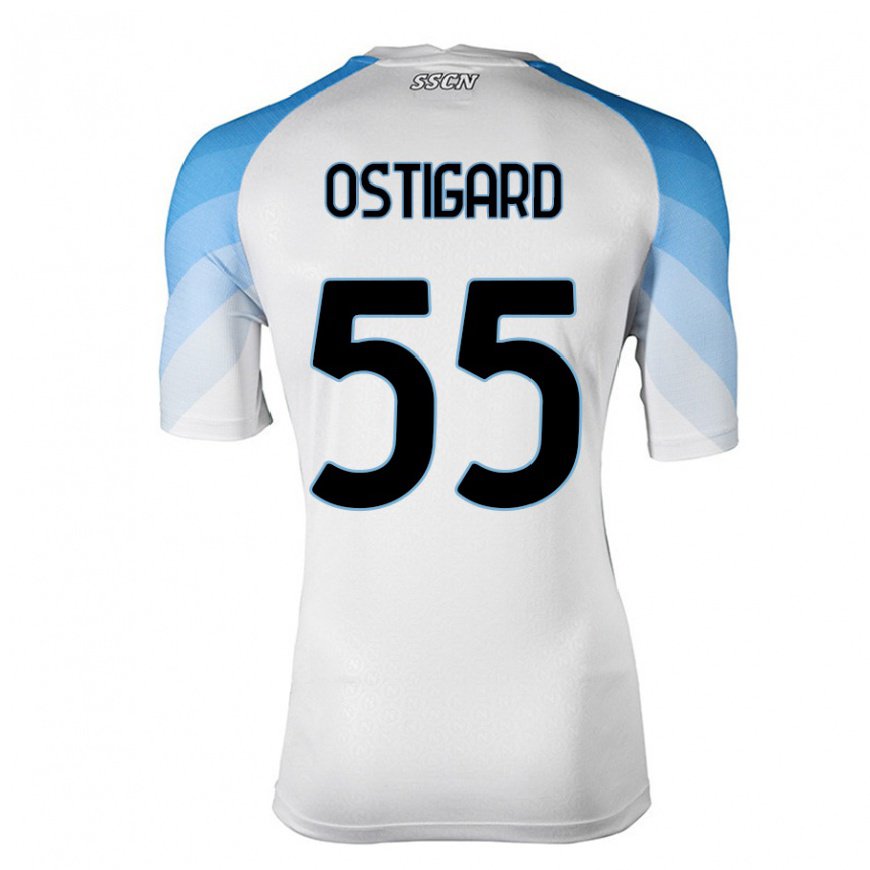Kandiny Női Leo Ostigard #55 Fehér ég Kék Idegenbeli Jersey 2022/23 Mez Póló Ing