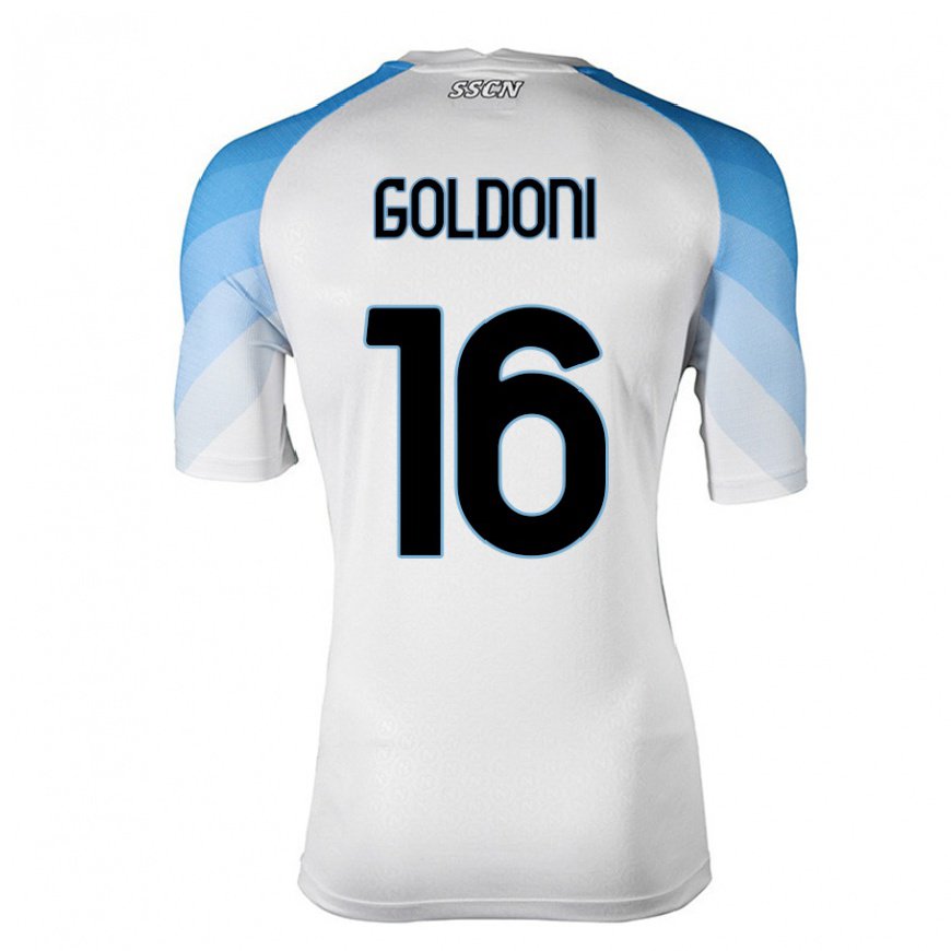 Kandiny Női Eleonora Goldoni #16 Fehér ég Kék Idegenbeli Jersey 2022/23 Mez Póló Ing