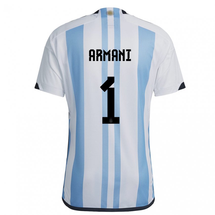 Kandiny Gyermek Argentin Franco Armani #1 Fehér ég Kék Hazai Jersey 22-24 Mez Póló Ing