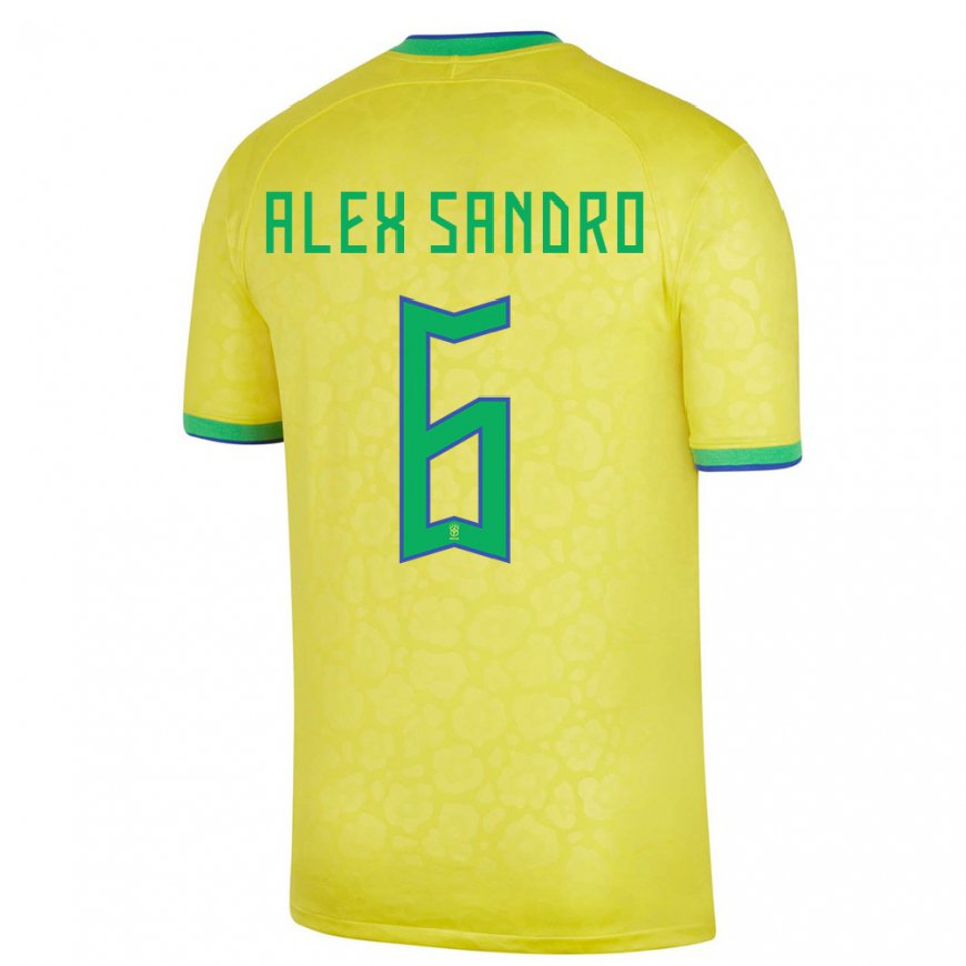 Kandiny Gyermek Brazil Alex Sandro #6 Sárga Hazai Jersey 22-24 Mez Póló Ing