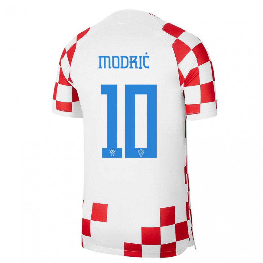 Kandiny Gyermek Horvát Luka Modric #10 Piros Fehér Hazai Jersey 22-24 Mez Póló Ing