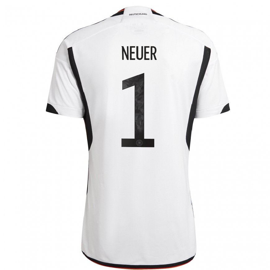 Kandiny Gyermek Német Manuel Neuer #1 Fehér Fekete Hazai Jersey 22-24 Mez Póló Ing