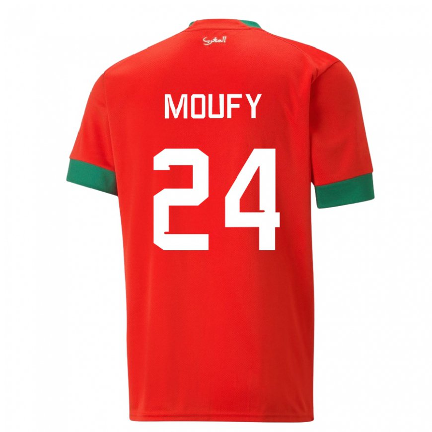 Kandiny Gyermek Marokkói Fahd Moufy #24 Piros Hazai Jersey 22-24 Mez Póló Ing