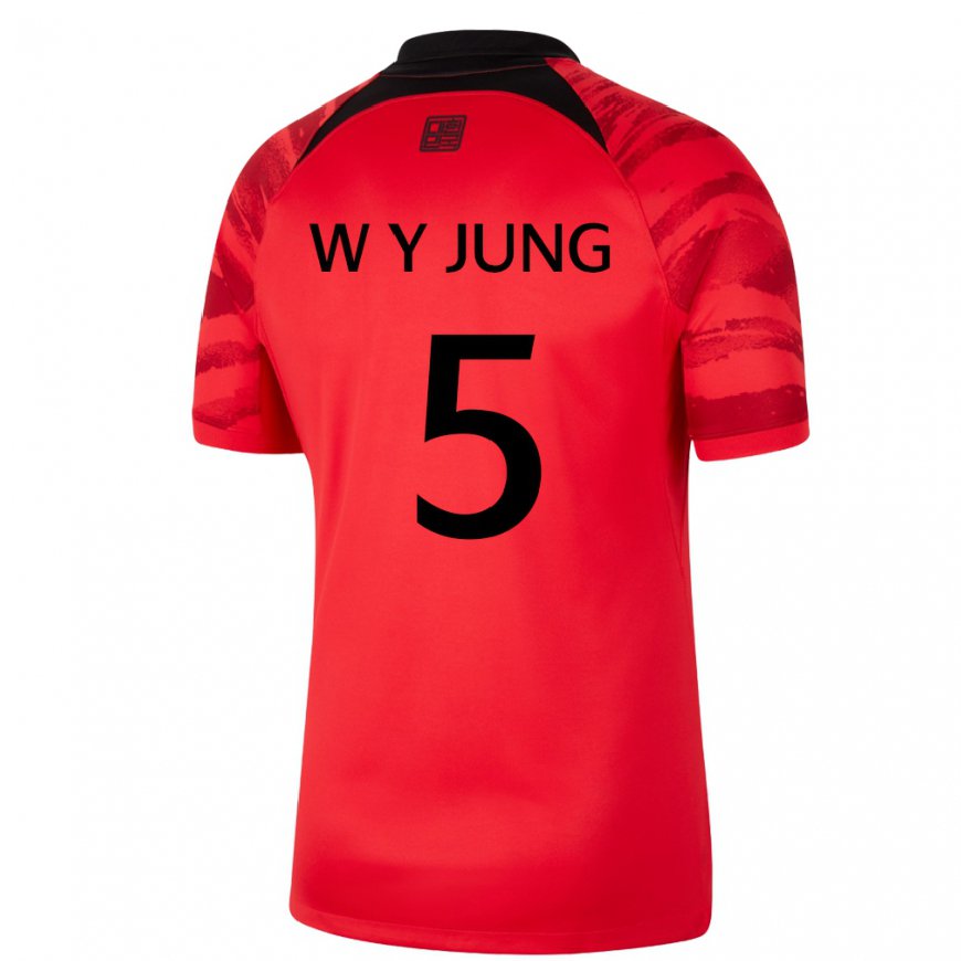 Kandiny Gyermek Dél-koreai Woo-young Jung #5 Piros Fekete Hazai Jersey 22-24 Mez Póló Ing