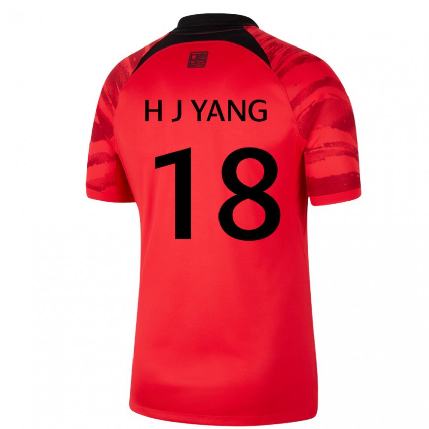 Kandiny Gyermek Dél-koreai Hyun-jun Yang #18 Piros Fekete Hazai Jersey 22-24 Mez Póló Ing
