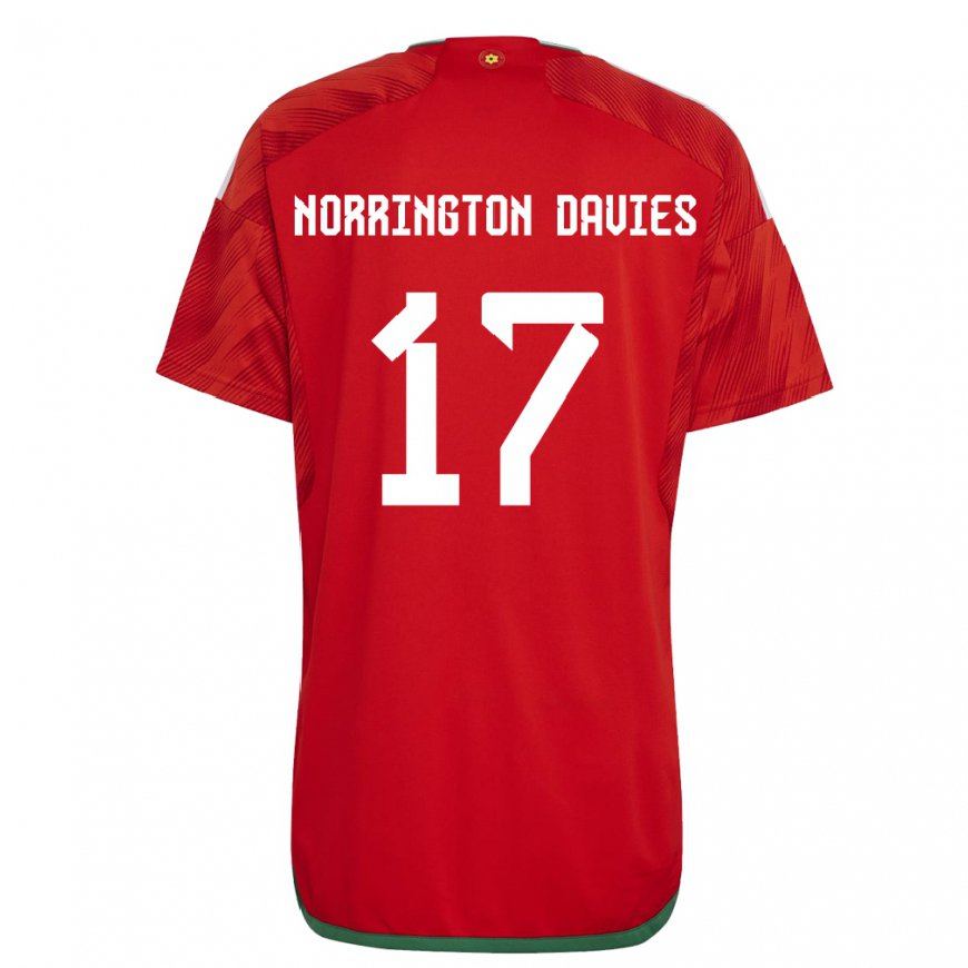 Kandiny Gyermek Walesi Rhys Norrington Davies #17 Piros Hazai Jersey 22-24 Mez Póló Ing