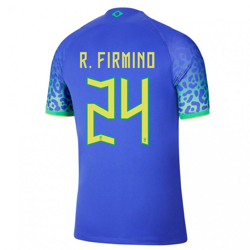 Kandiny Gyermek Brazil Roberto Firmino #24 Kék Idegenbeli Jersey 22-24 Mez Póló Ing