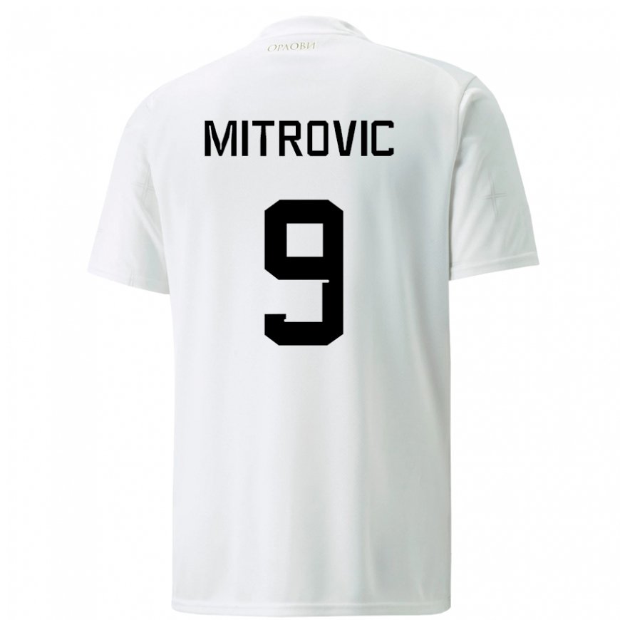 Kandiny Gyermek Szerb Aleksandar Mitrovic #9 Fehér Idegenbeli Jersey 22-24 Mez Póló Ing