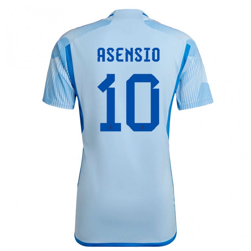 Kandiny Gyermek Spanyol Marco Asensio #10 Égszínkék Idegenbeli Jersey 22-24 Mez Póló Ing