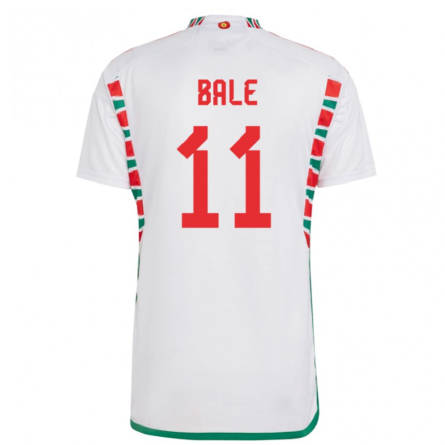 Kandiny Gyermek Walesi Gareth Bale #11 Fehér Idegenbeli Jersey 22-24 Mez Póló Ing