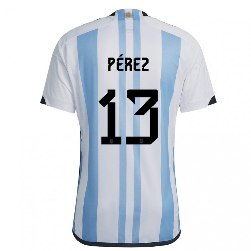 Kandiny Férfi Argentin Nehuen Perez #13 Fehér ég Kék Hazai Jersey 22-24 Mez Póló Ing