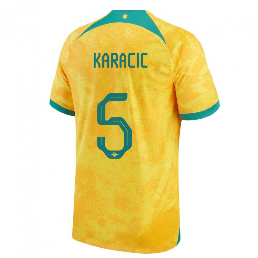 Kandiny Férfi Ausztrál Fran Karacic #5 Aranysárga Hazai Jersey 22-24 Mez Póló Ing