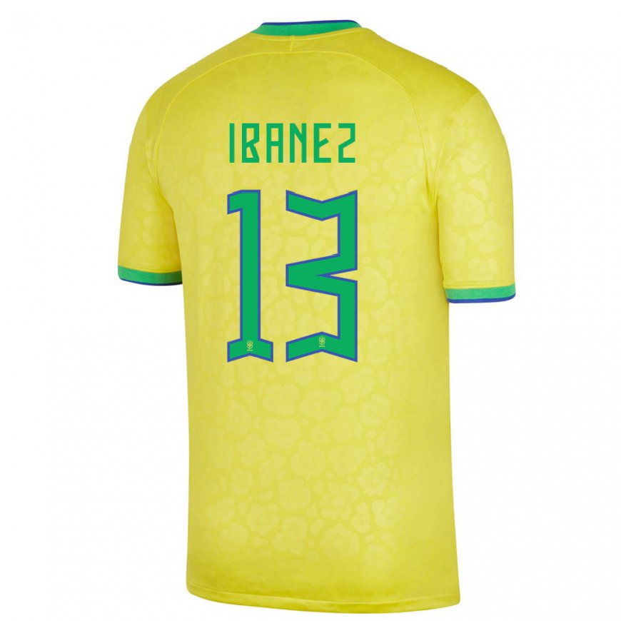 Kandiny Férfi Brazil Roger Ibanez #13 Sárga Hazai Jersey 22-24 Mez Póló Ing