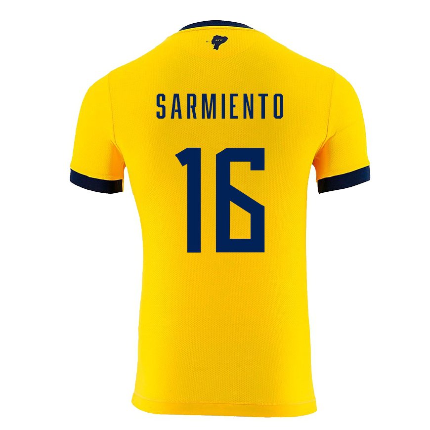 Kandiny Férfi Ecuadori Jeremy Sarmiento #16 Sárga Hazai Jersey 22-24 Mez Póló Ing