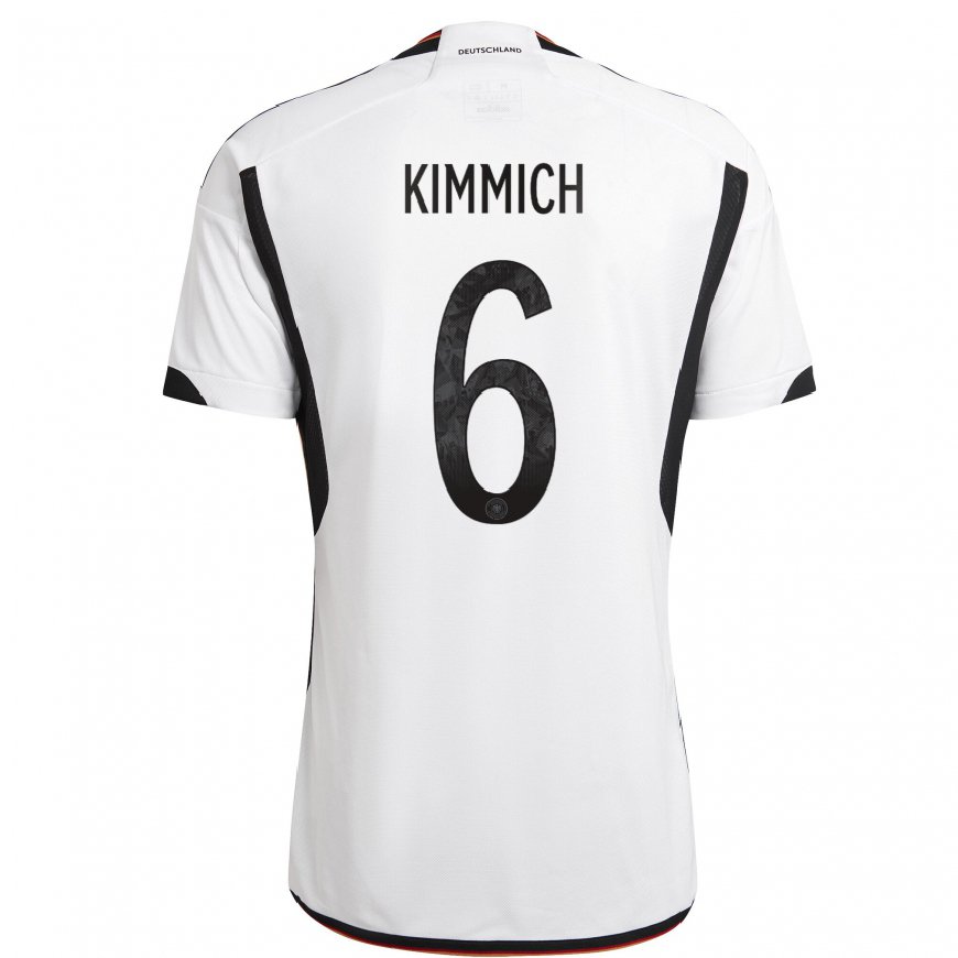 Kandiny Férfi Német Joshua Kimmich #6 Fehér Fekete Hazai Jersey 22-24 Mez Póló Ing