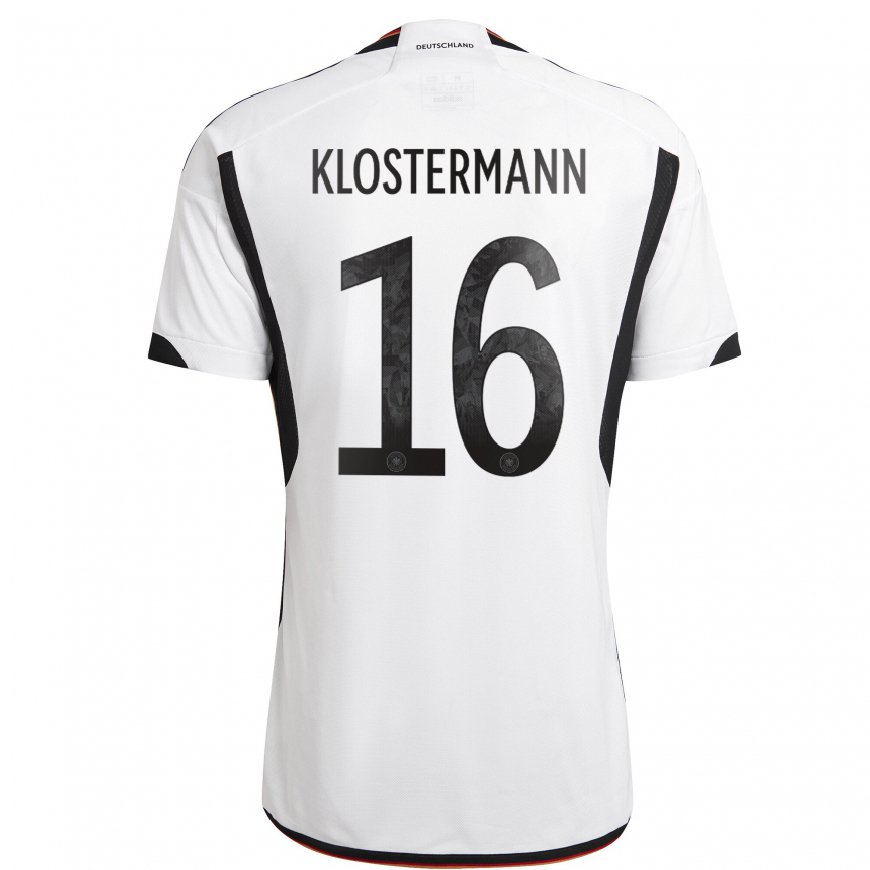 Kandiny Férfi Német Lukas Klostermann #16 Fehér Fekete Hazai Jersey 22-24 Mez Póló Ing