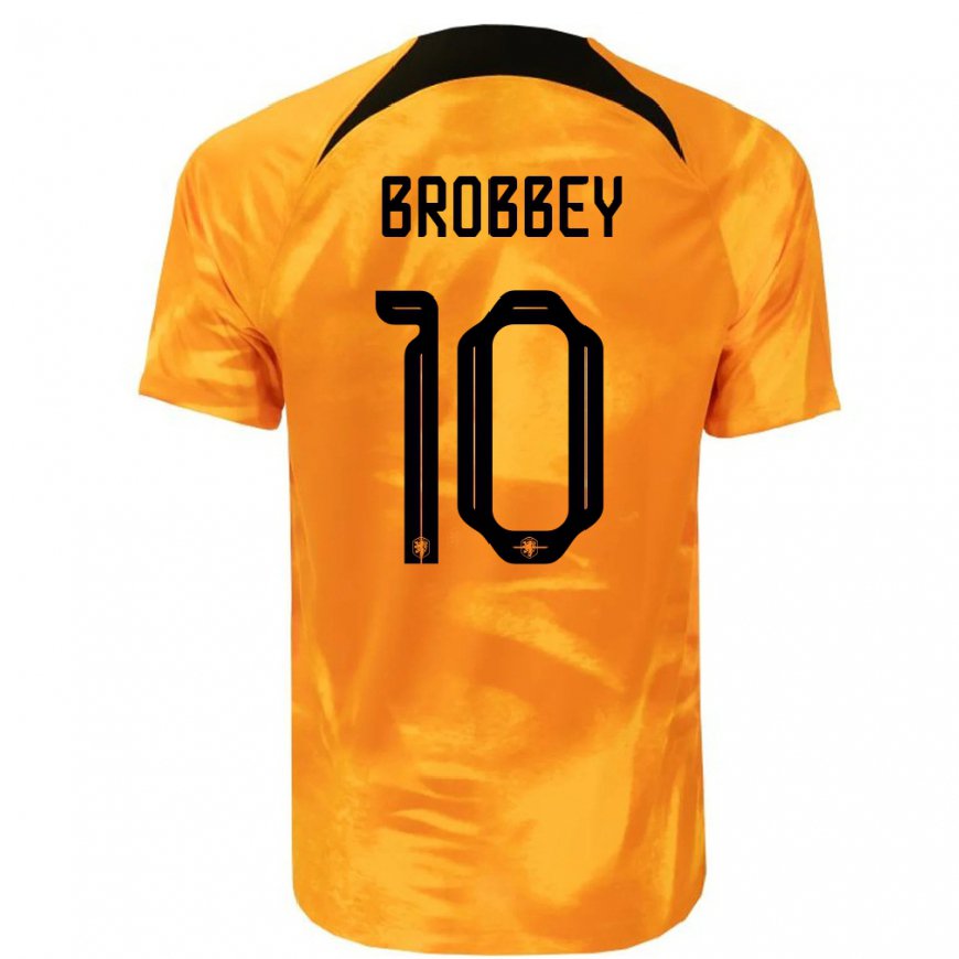 Kandiny Férfi Holland Brian Brobbey #10 Lézer Narancs Hazai Jersey 22-24 Mez Póló Ing