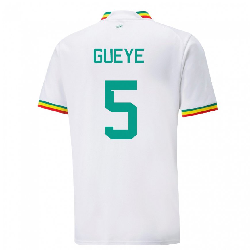 Kandiny Férfi Szenegáli Idrissa Gueye #5 Fehér Hazai Jersey 22-24 Mez Póló Ing