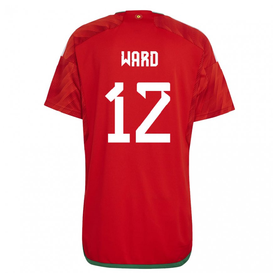 Kandiny Férfi Walesi Danny Ward #12 Piros Hazai Jersey 22-24 Mez Póló Ing