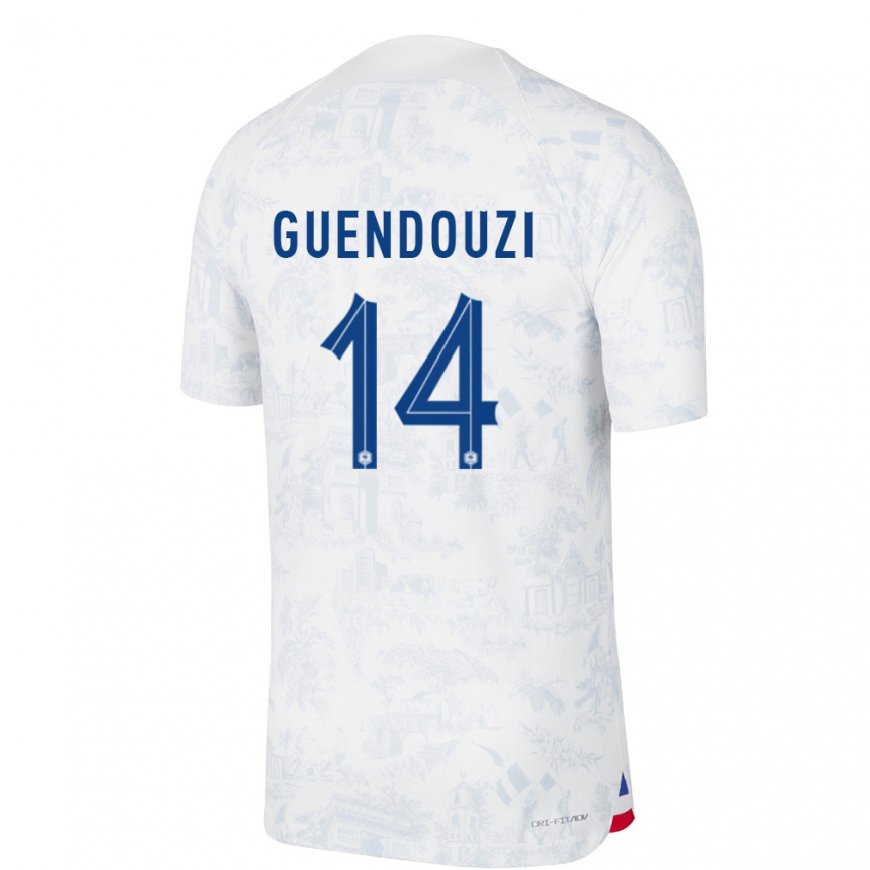 Kandiny Férfi Francia Matteo Guendouzi #14 Fehér Kék Idegenbeli Jersey 22-24 Mez Póló Ing