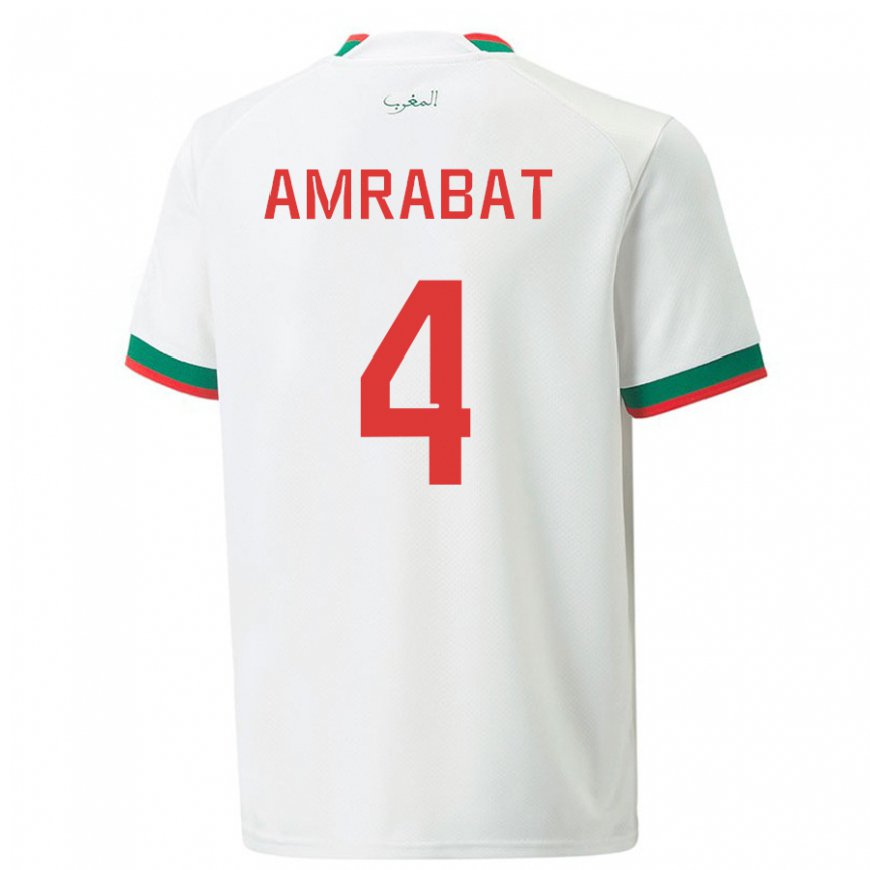 Kandiny Férfi Marokkói Soufiane Amrabat #4 Fehér Idegenbeli Jersey 22-24 Mez Póló Ing