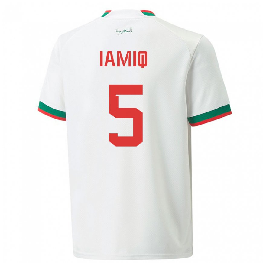 Kandiny Férfi Marokkói Jawad Iamiq #5 Fehér Idegenbeli Jersey 22-24 Mez Póló Ing