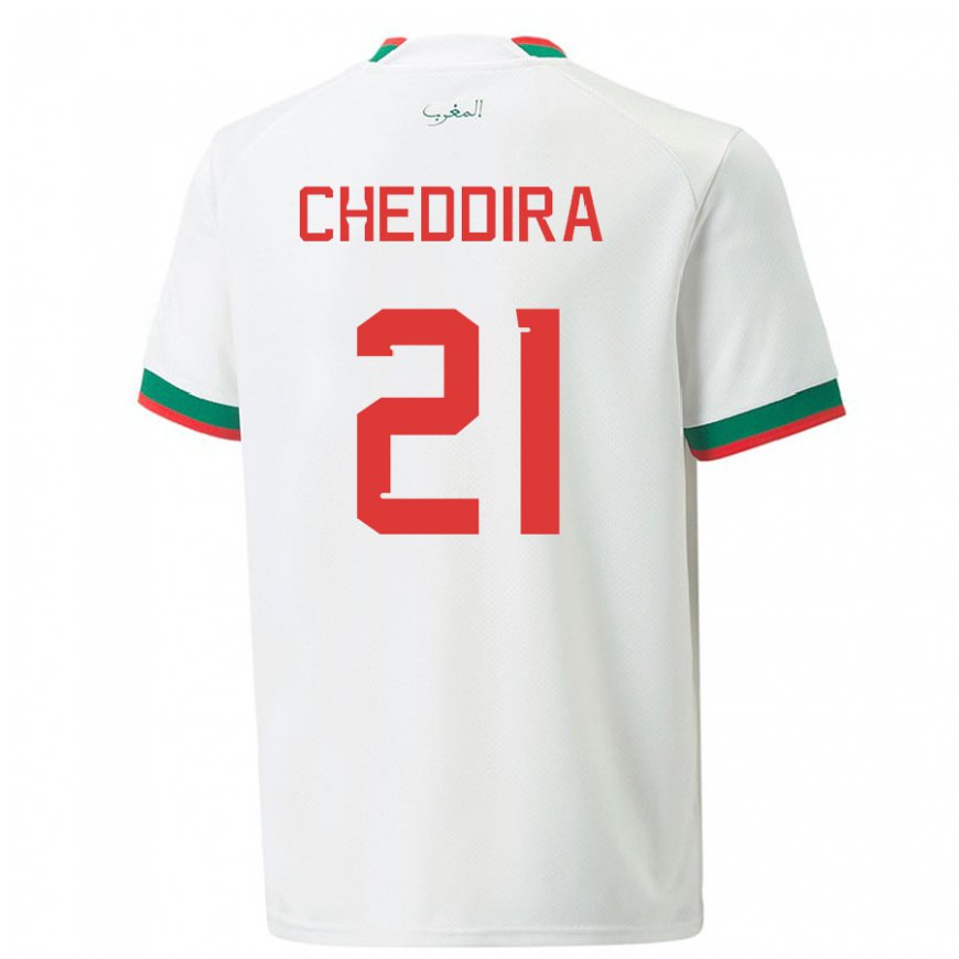 Kandiny Férfi Marokkói Walid Cheddira #21 Fehér Idegenbeli Jersey 22-24 Mez Póló Ing