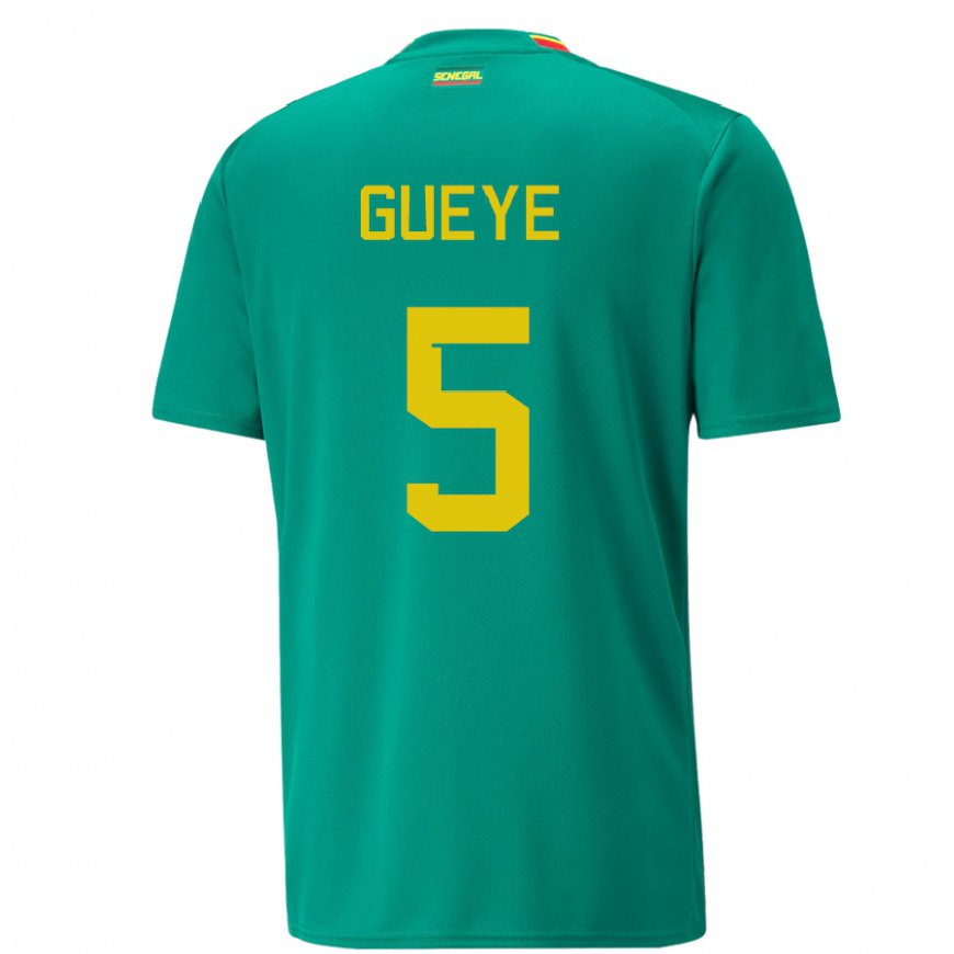 Kandiny Férfi Szenegáli Idrissa Gueye #5 Zöld Idegenbeli Jersey 22-24 Mez Póló Ing