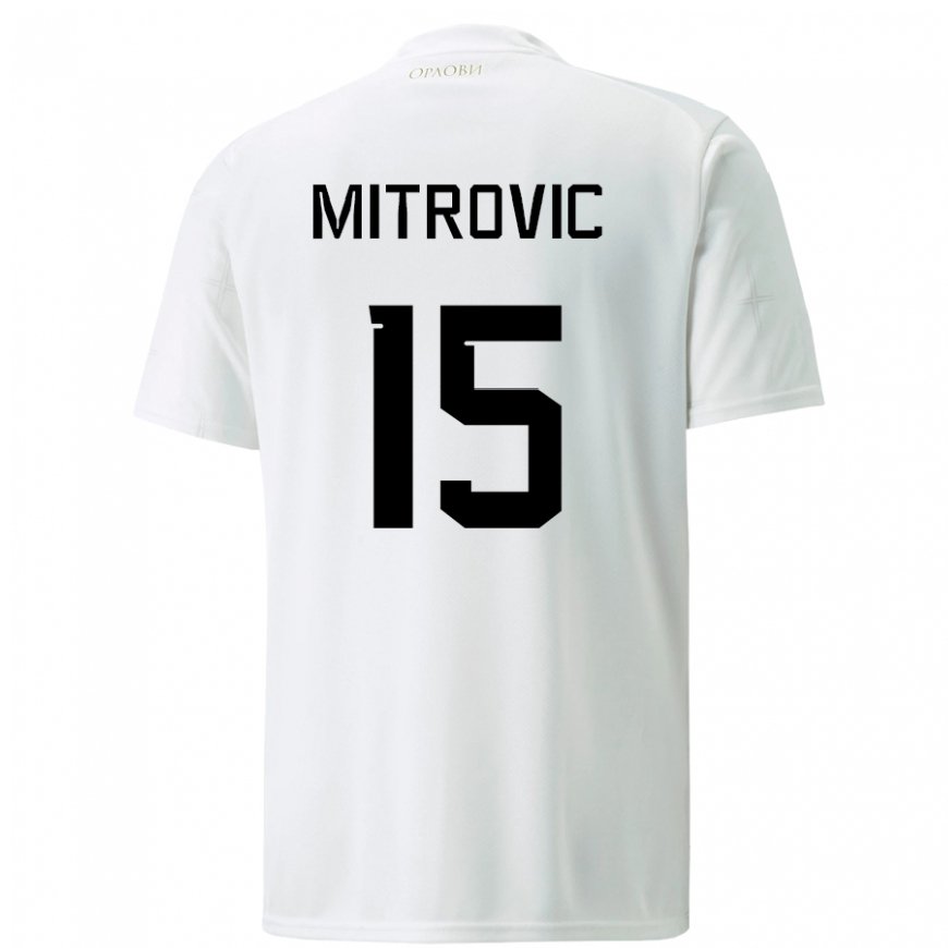 Kandiny Férfi Szerb Stefan Mitrovic #15 Fehér Idegenbeli Jersey 22-24 Mez Póló Ing