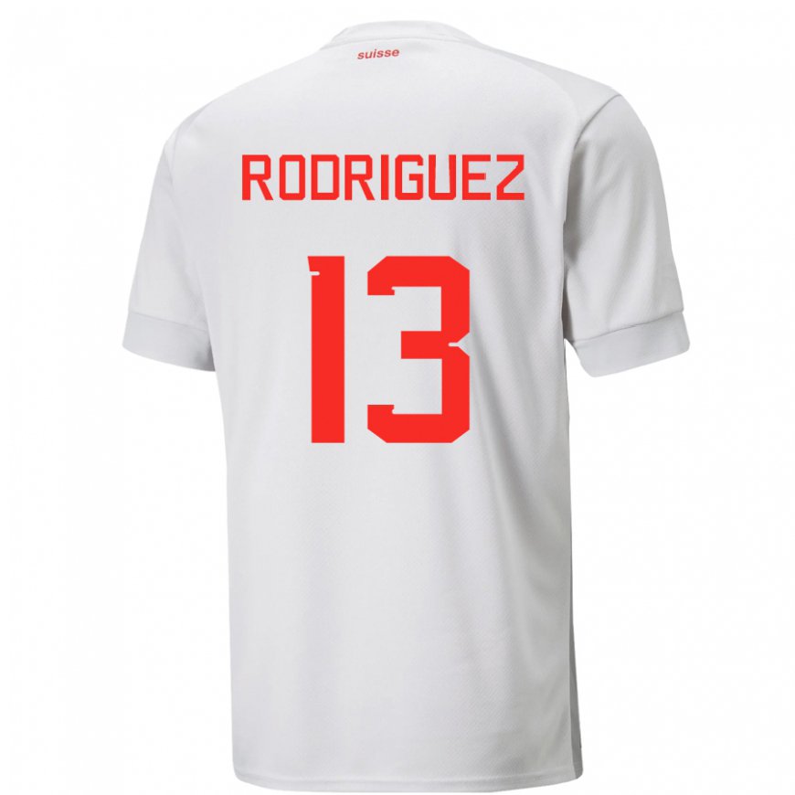 Kandiny Férfi Svájci Ricardo Rodriguez #13 Fehér Idegenbeli Jersey 22-24 Mez Póló Ing