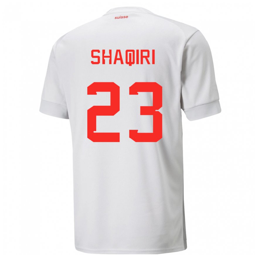 Kandiny Férfi Svájci Xherdan Shaqiri #23 Fehér Idegenbeli Jersey 22-24 Mez Póló Ing