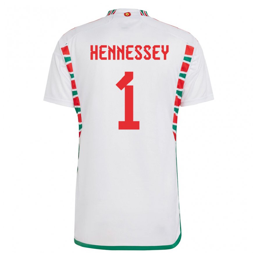 Kandiny Férfi Walesi Wayne Hennessey #1 Fehér Idegenbeli Jersey 22-24 Mez Póló Ing