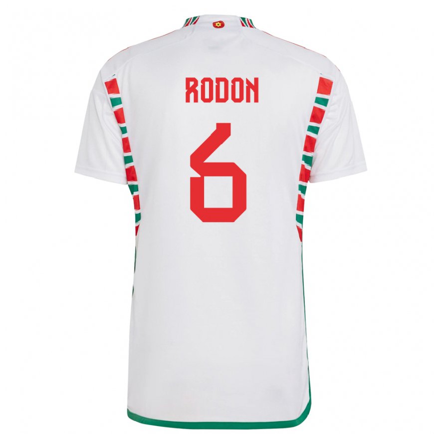 Kandiny Férfi Walesi Joe Rodon #6 Fehér Idegenbeli Jersey 22-24 Mez Póló Ing