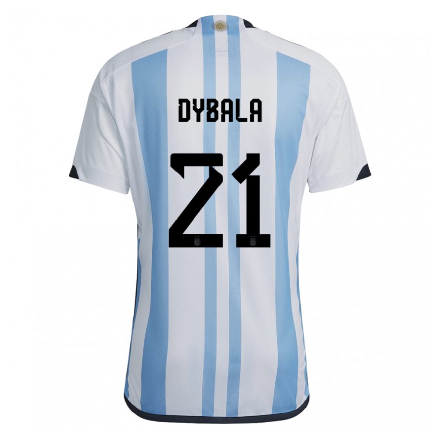 Kandiny Női Argentin Paulo Dybala #21 Fehér ég Kék Hazai Jersey 22-24 Mez Póló Ing