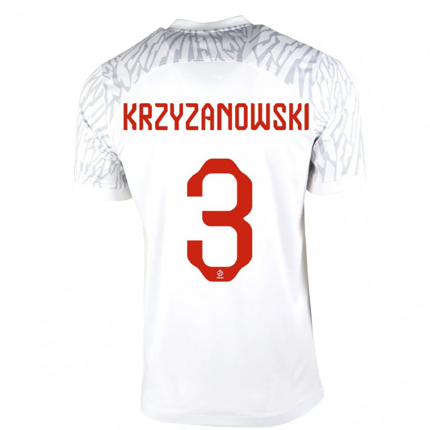 Kandiny Gyermek Lengyel Jakub Krzyzanowski #3 Fehér Hazai Jersey 22-24 Mez Póló Ing