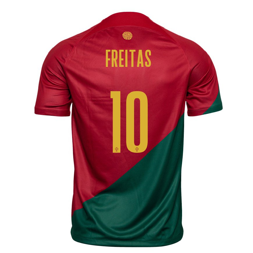 Kandiny Gyermek Portugál Tiago Freitas #10 Piros Zöld Hazai Jersey 22-24 Mez Póló Ing