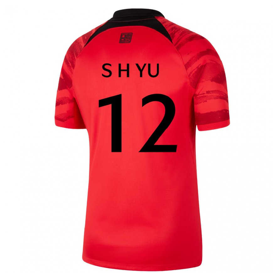 Kandiny Gyermek Dél-koreai Yu Seung Hyun #12 Piros Fekete Hazai Jersey 22-24 Mez Póló Ing