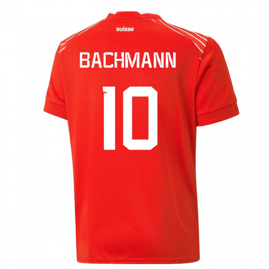 Kandiny Gyermek Svájci Ramona Bachmann #10 Piros Hazai Jersey 22-24 Mez Póló Ing