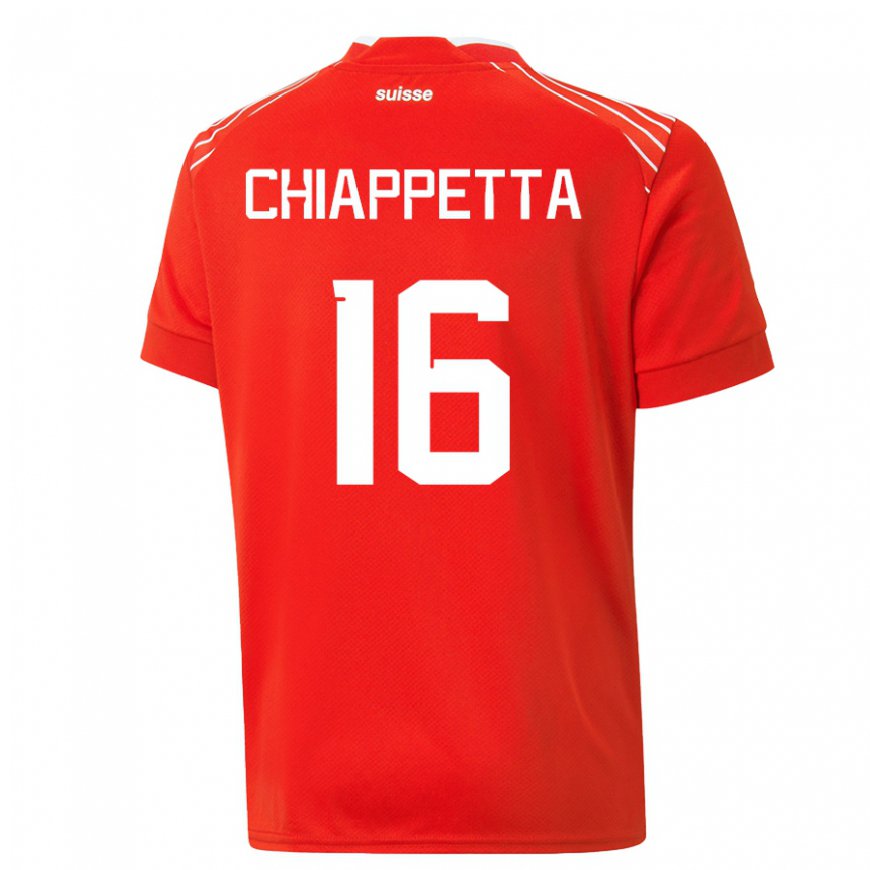 Kandiny Gyermek Svájci Carmine Chiappetta #16 Piros Hazai Jersey 22-24 Mez Póló Ing