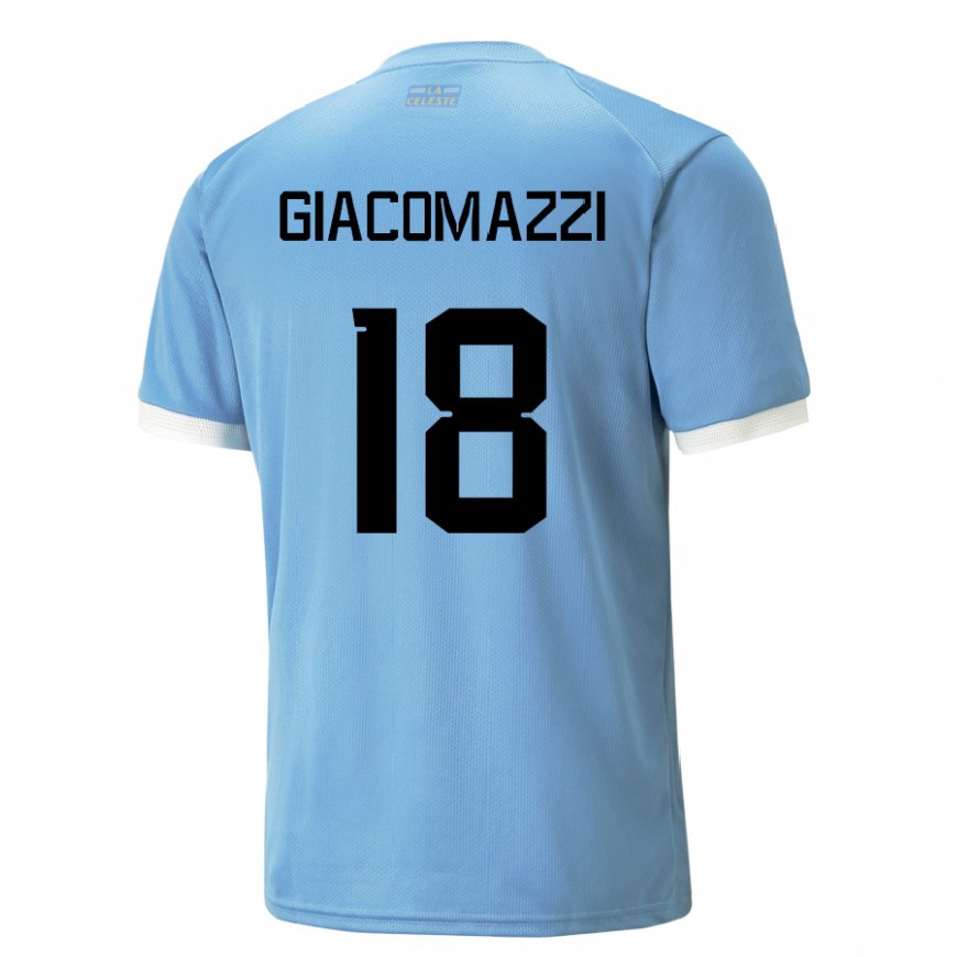 Kandiny Gyermek Uruguayi Sebastian Giacomazzi #18 Kék Hazai Jersey 22-24 Mez Póló Ing