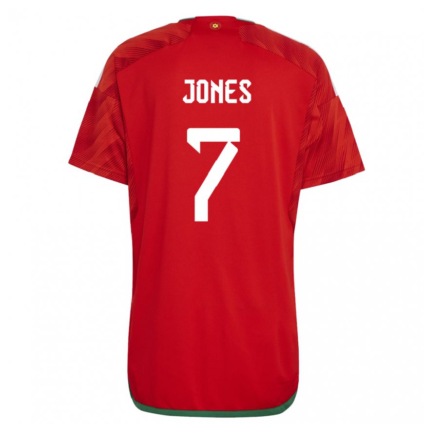 Kandiny Gyermek Walesi Emma Jones #7 Piros Hazai Jersey 22-24 Mez Póló Ing
