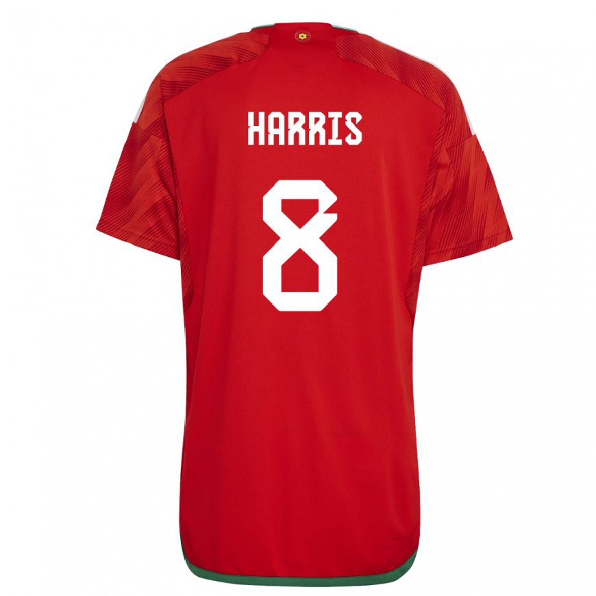 Kandiny Gyermek Walesi Luke Harris #8 Piros Hazai Jersey 22-24 Mez Póló Ing