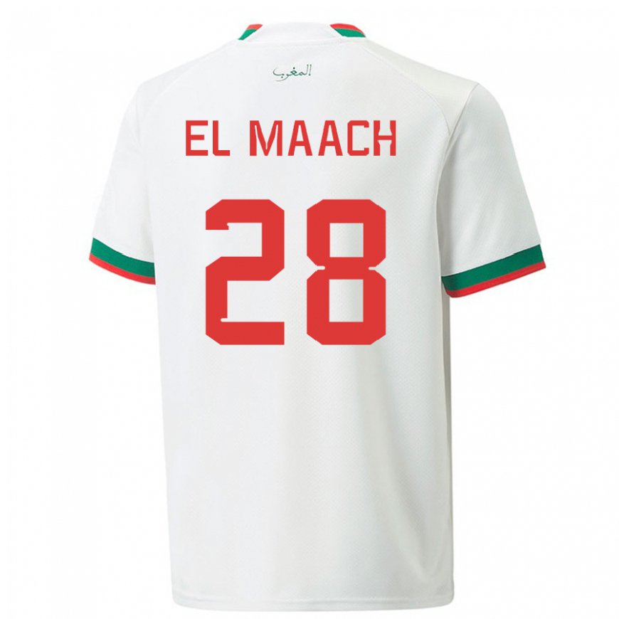 Kandiny Gyermek Marokkói Fouad El Maach #28 Fehér Idegenbeli Jersey 22-24 Mez Póló Ing